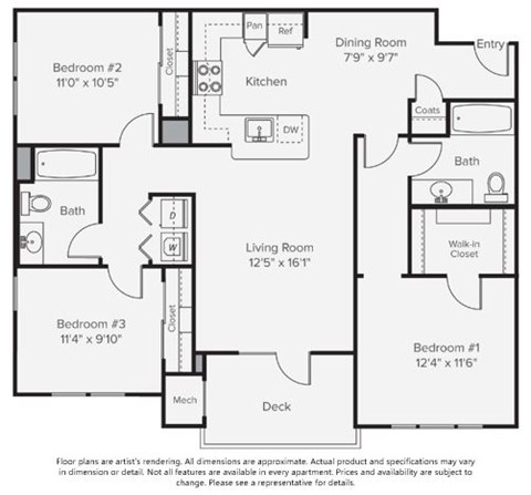 A floorplan of an apartment home